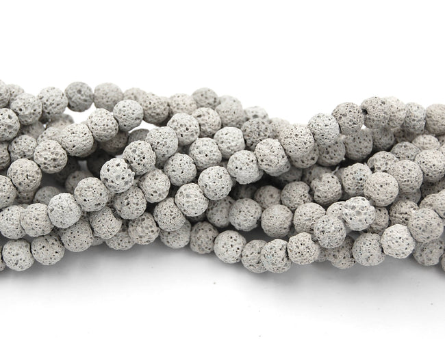 Light Gray Lava Rock Round 6mm Natural Lava Stone Beads -15.5 inch Main Image
