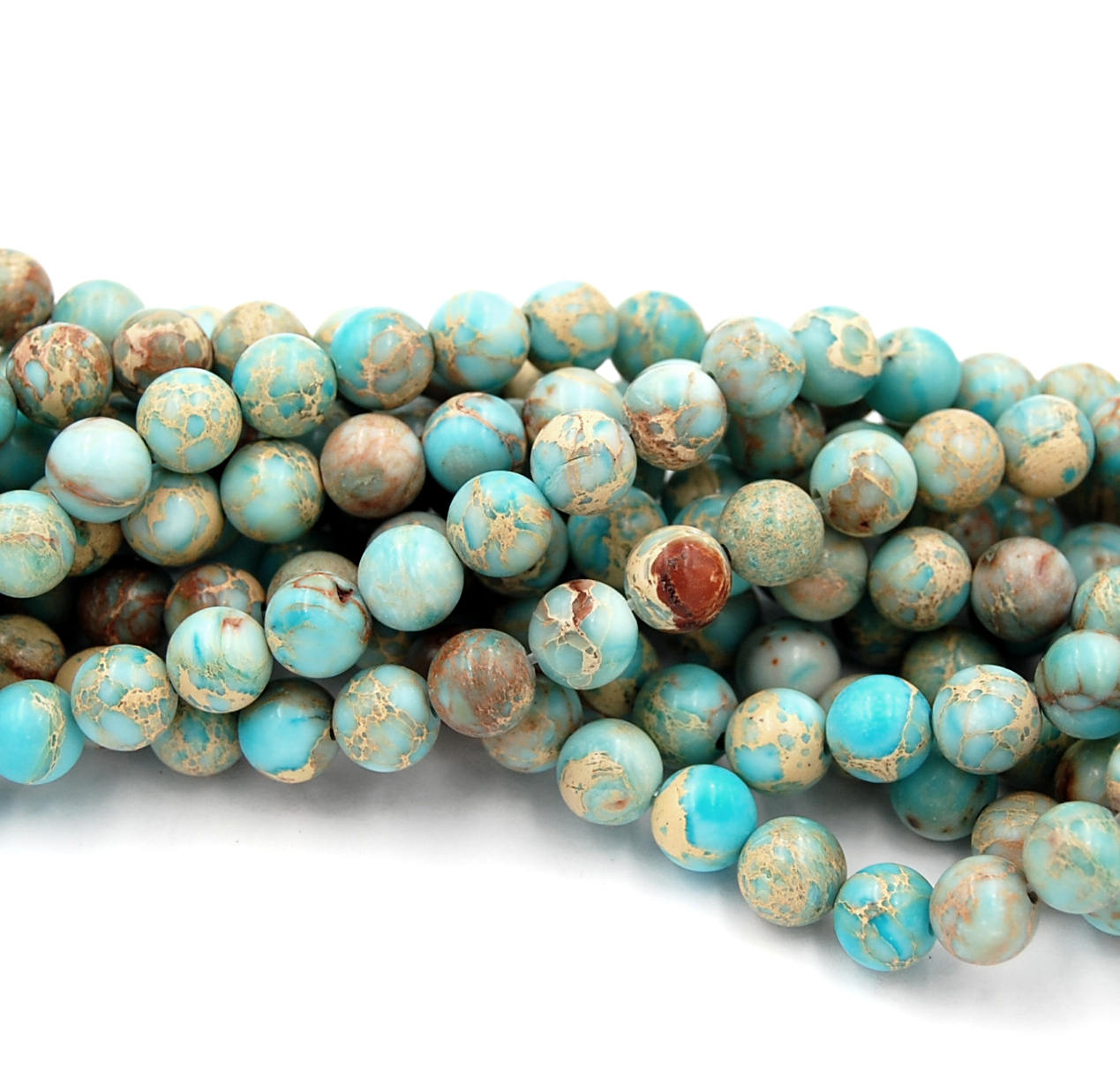 Pale Blue Turquoise Impression Jasper Beads 8mm round -15.5 beads