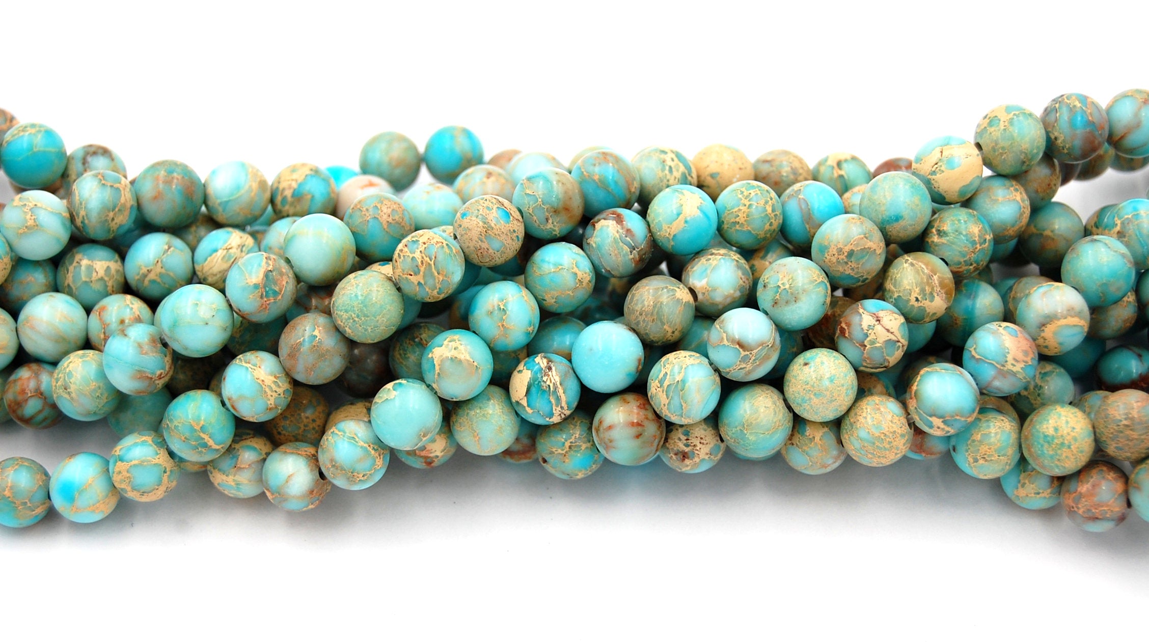 Pale Blue Turquoise Impression Jasper Beads 8mm round -15.5 beads