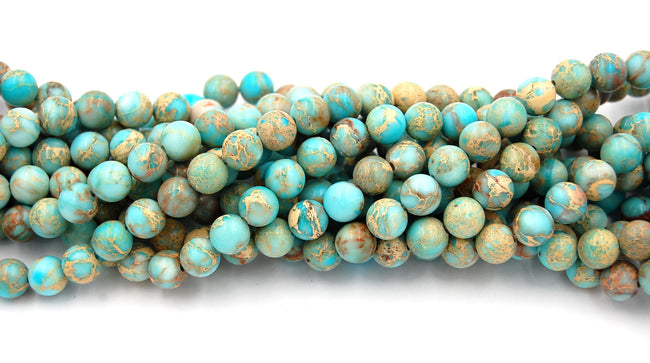 Pale Blue Turquoise Impression Jasper Beads 8mm round -15.5 beads Main Image