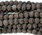 6mm Coffee Brown Lava Rock Round Stone Beads -15 inch strand