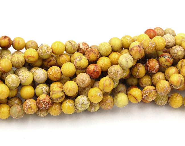 Mustard Yellow Impression Jasper Beads 10mm round -15.5 beads Hover Image