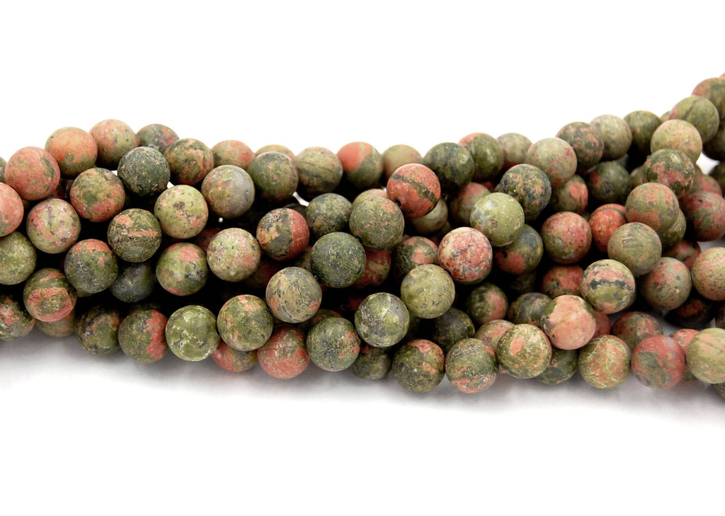 Matte Unakite Jasper 8mm Round Beads -15.5 inch strand