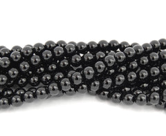 Onyx, Black 10mm Shiny round beads -15.5 inch strand