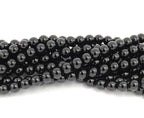 Large Hole, Black Tourmaline, Black 8mm Shiny round beads -15 inch strand