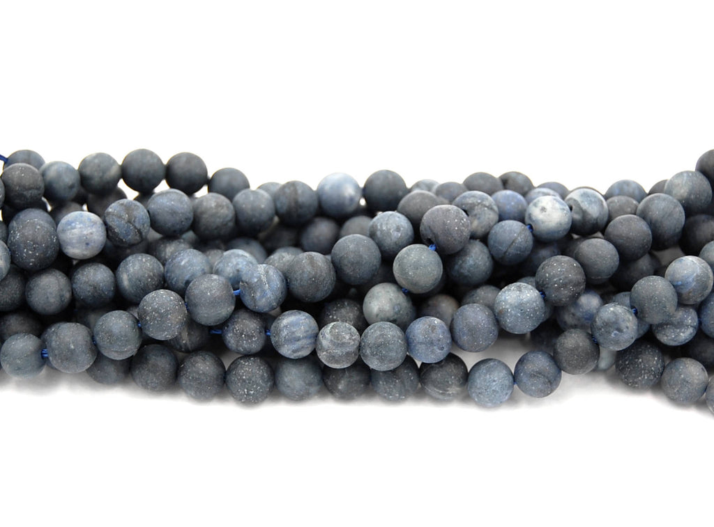 Matte Dumortierite Dark Blue/Gray 4mm 6mm 8mm 10mm Frosted Round Beads  -15.5 inch strand
