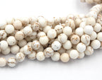 8mm Golden Matrix Creamy White Magnesite Faceted Round Beads -15 inch strand