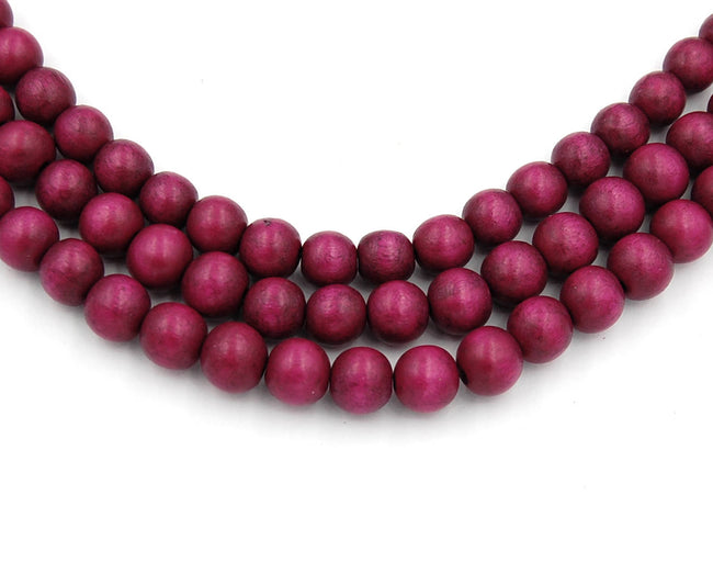 Mulberry Purple Wood Round 8mm, Red/Violet Purple Boho Wood Beads -16 inch strand Main Image