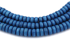 North Sea Blue Wood Rondelle 8x4mm, Blue Rondelle Boho Wood Beads -16 inch strand