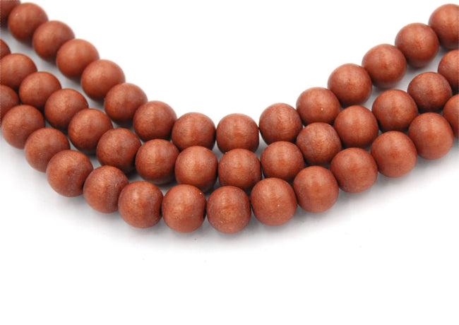 Ginger Brown Wood Round 8mm, Light Brown Boho Wood Beads -16 inch strand Main Image