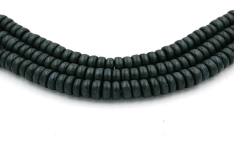 Black Forrest Gray Blue Wood Rondelle 8x4mm, Green Rondelle Earth Boho Wood Beads -16 inch strand