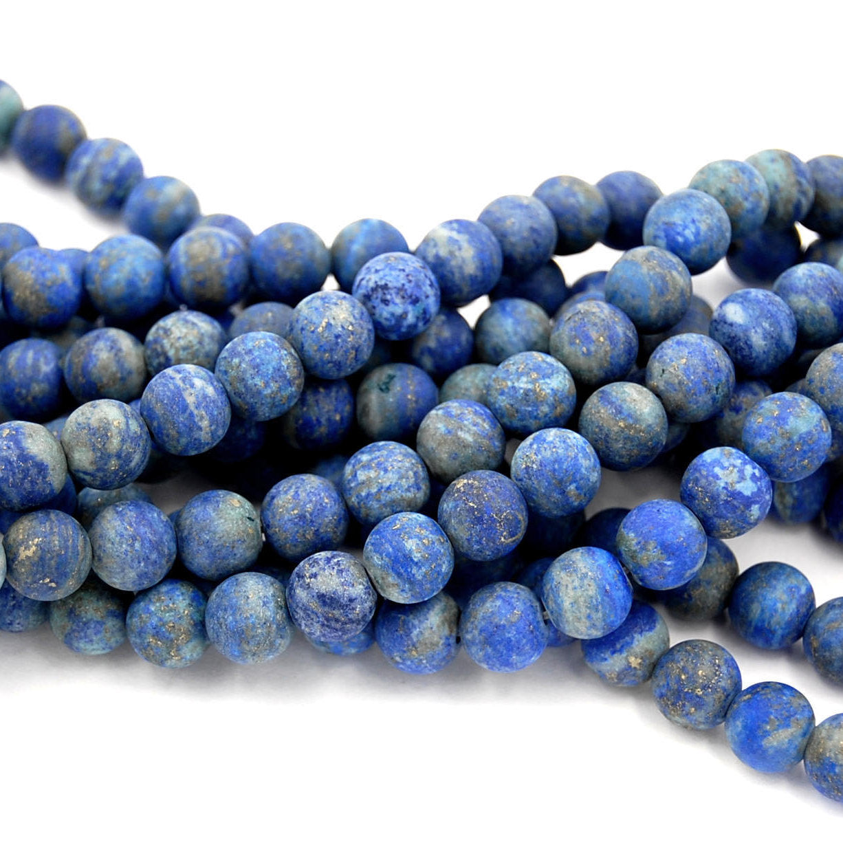 8mm Frosted Lapis Lazuli Round Beads  -15 inch strand