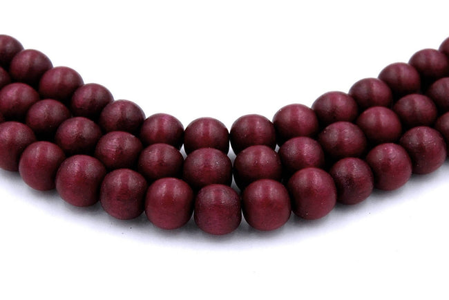 Sangria Purple Wood Round 6mm, 8mm, 10mm, 8x5mm Dark Red/Violet Purple Wood Beads -16 inch strand Main Image