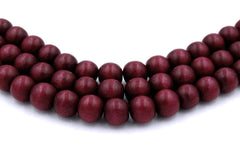 Sangria Purple Wood Round 10mm, Dark Red/Violet Purple Boho Wood Beads -16 inch strand