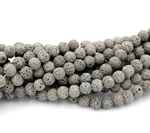 Gray Lava Rock Round 8mm Natural Lava Stone Beads -15.5 inch