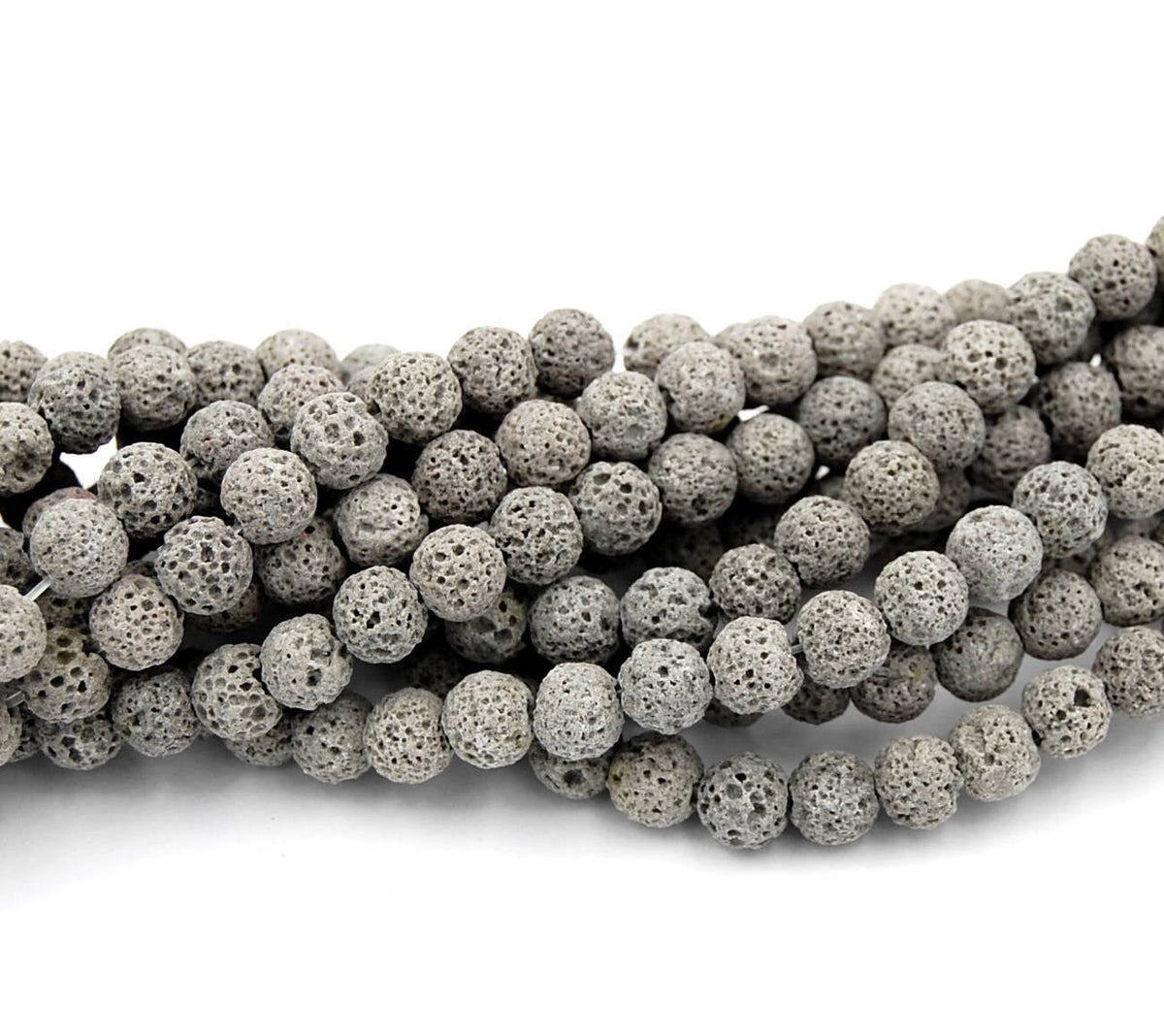 Gray Lava Rock Round 6mm Natural Lava Stone Beads -15.5 inch