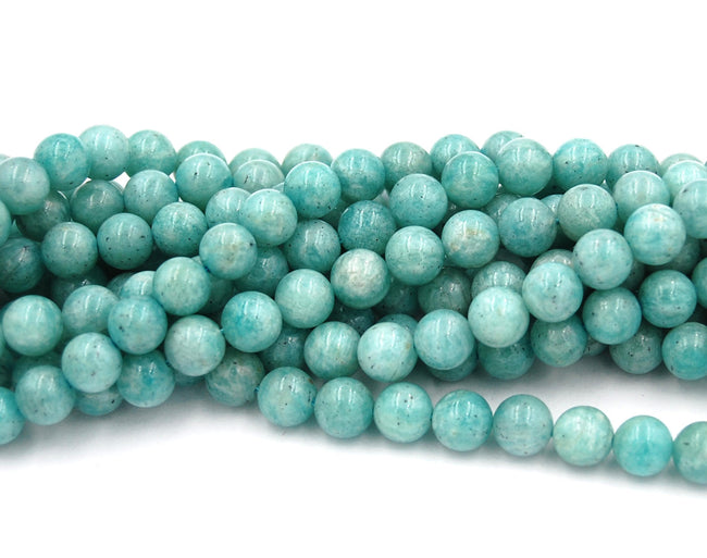 8mm Brazil Amazonite Round Beads in Ocean Blue-Green -15.75 inch strand Hover Image