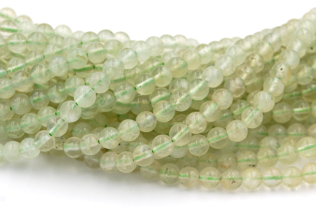 Prehnite 6mm Round beads in Misty Green- 15 inch strand