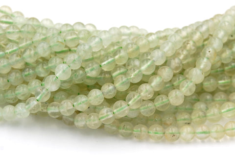 Prehnite 6mm Round beads in Misty Green- 15 inch strand