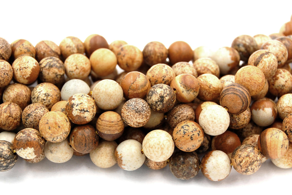 Picture Jasper 4mm, 6mm, 8mm, 10mm, 12mm Round Beads -15.5 inch strand