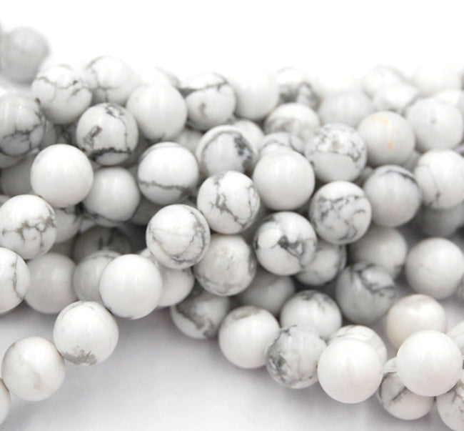 White Howlite 4mm 6mm 8mm 10mm 12mm Round Beads-15 inch strand Hover Image
