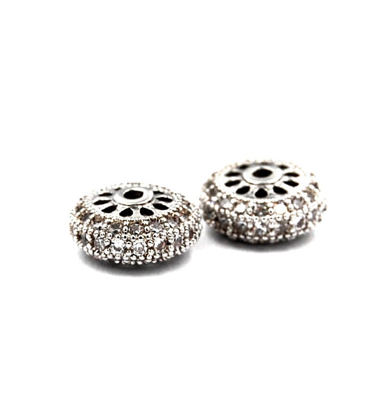 Clear Crystal Silver Cubic Zirconia Rondelle, 10x6mm