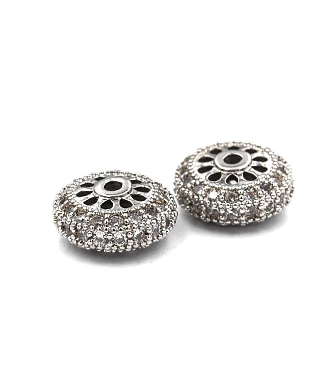 Clear Crystal Silver Cubic Zirconia Rondelle, 10x6mm