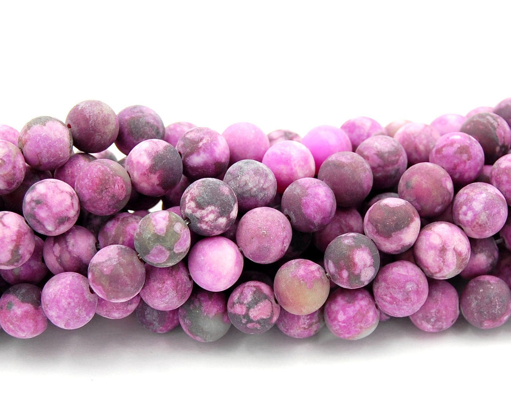 Matte Chariote Purple Beads, 10mm round beads  -15 inch strand