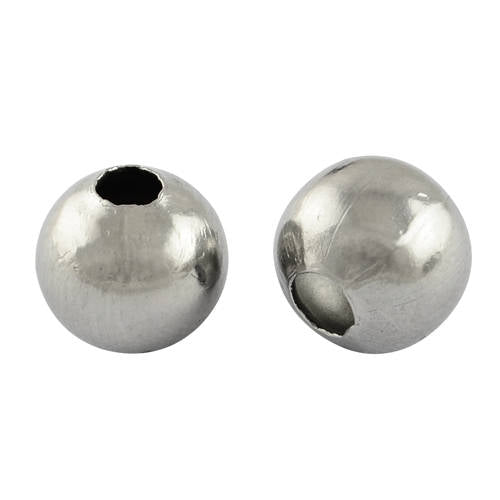 304 Stainless Steel Round Beads, 6mm -50pc
