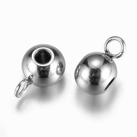 304 Stainless Steel Round Hanger for Charms, 9x5x6mm -10pc