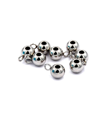 304 Stainless Steel Round Hanger for Charms, 9x5x6mm -10pc