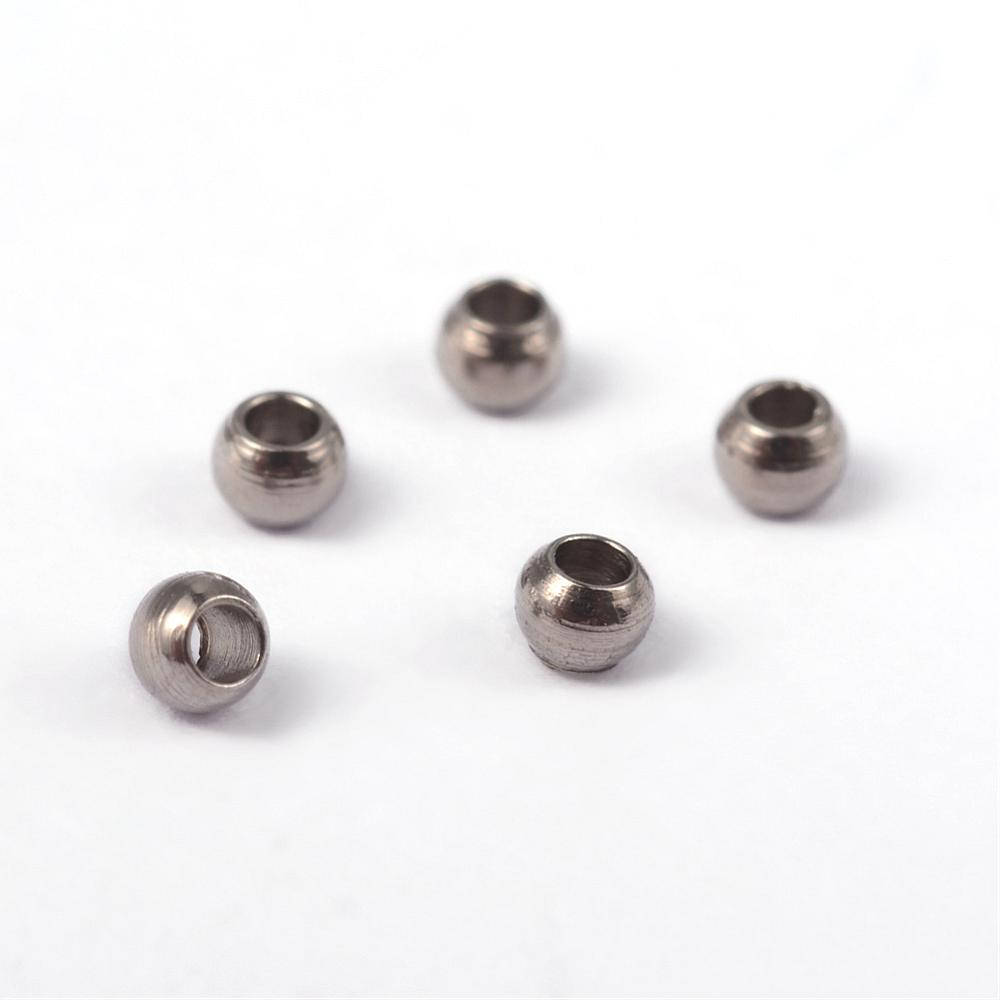 304 Stainless Steel Round Beads, 2mm -25pc