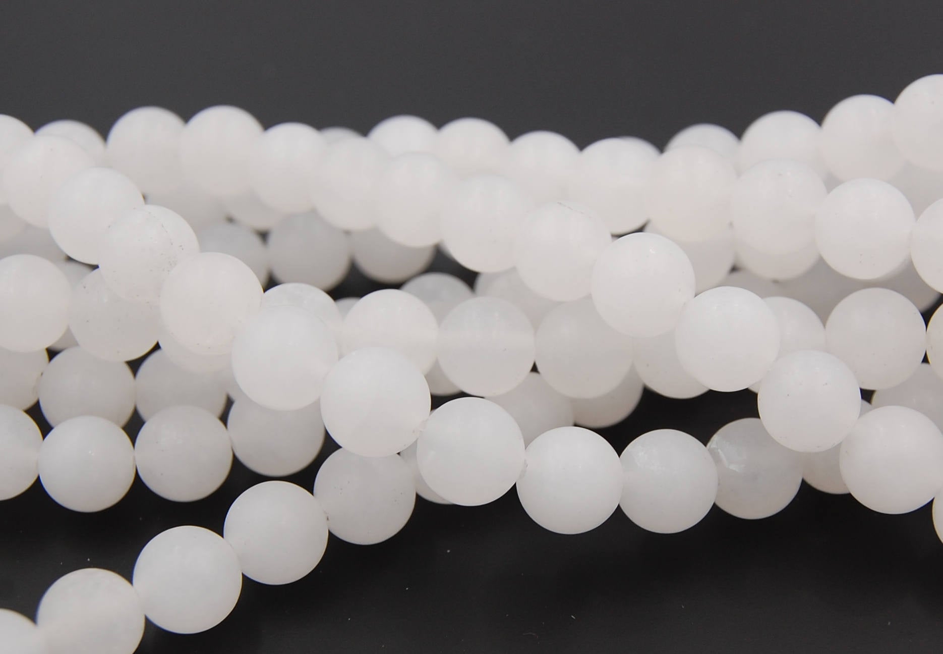 10mm Matte White Jade Round Beads -15 inch strand