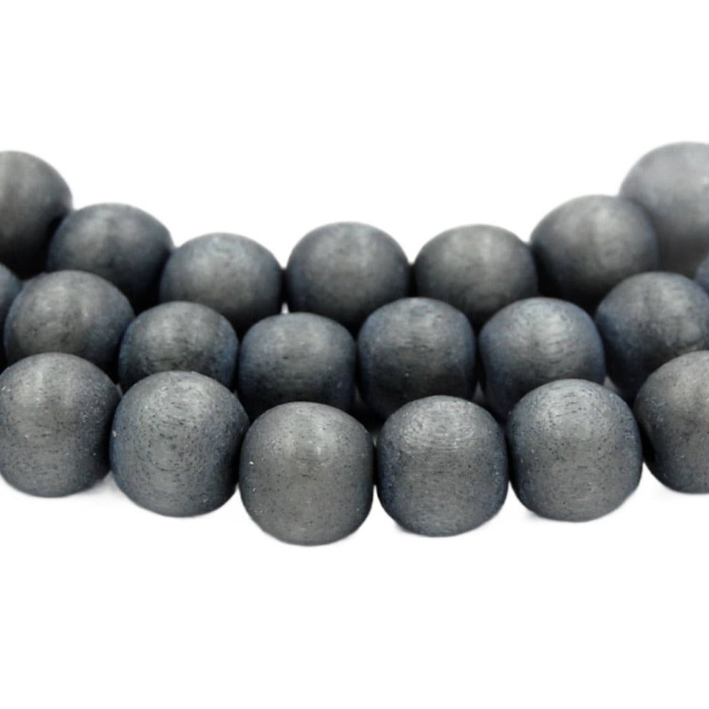 10mm Stormy Sky Gray Wood Beads, round gray wood boho chic -16 inch strand