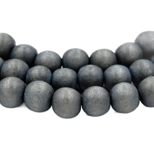 10mm Stormy Sky Gray Wood Beads, round gray wood boho chic -16 inch strand Hover Image