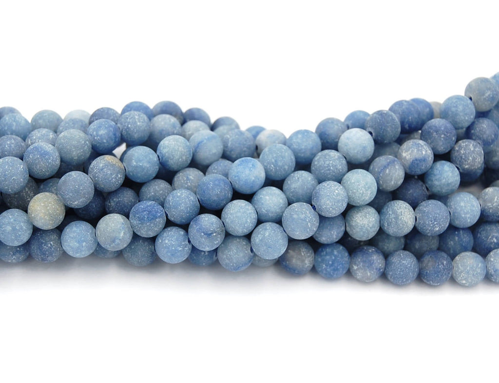 8mm Matte Aventurine Frosted Blue- 15 inch strand