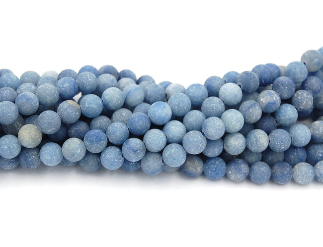 8mm Matte Aventurine Frosted Blue- 15 inch strand Hover Image