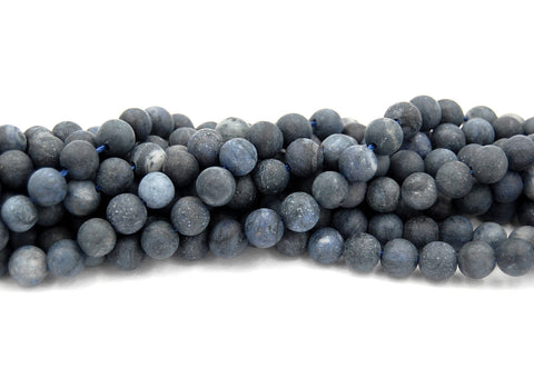 Matte Dumortierite Dark Blue/Gray 4mm 6mm 8mm 10mm Frosted Round Beads  -15.5 inch strand