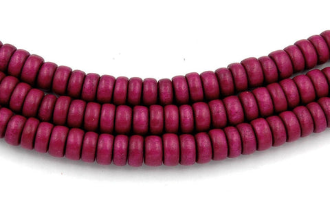 Mulberry Purple Wood Rondelle 8x4mm, Purple Rondelle Boho Wood Beads -16 inch strand