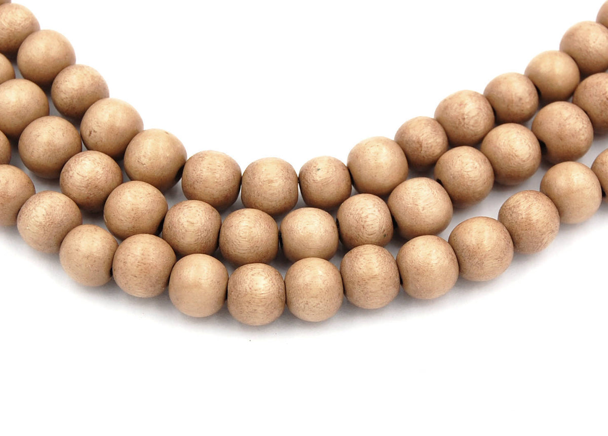 Soft Fawn brown Wood Round 12mm, Light Brown Boho Wood Beads -16 inch strand