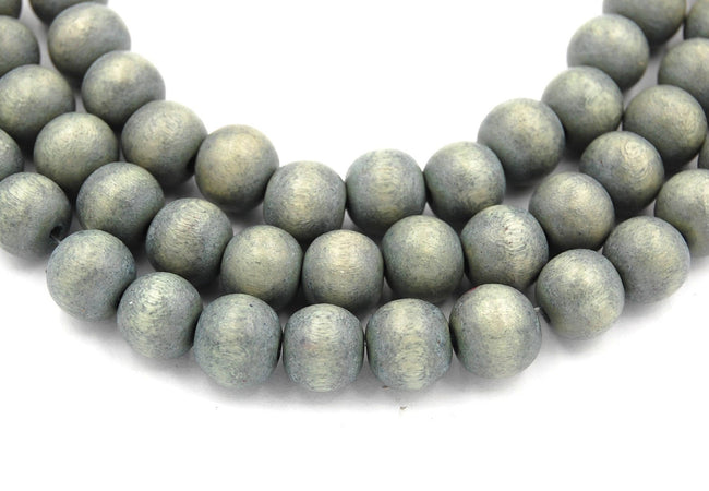 Shadow Green Wash Wood Round 6mm 8mm 10mm 12mm 8x5mm Rondelle Light Green Boho Wood Beads Earth Green/Gray Beads -16 inch strand Main Image