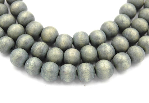 Shadow Green Wash Wood Round 10mm, Light Green Boho Wood Beads Earth Green/Gray Beads -16 inch strand