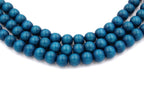 Deep Ocean Blue Wood Round 8mm, Blue Boho Wood Beads -16 inch strand