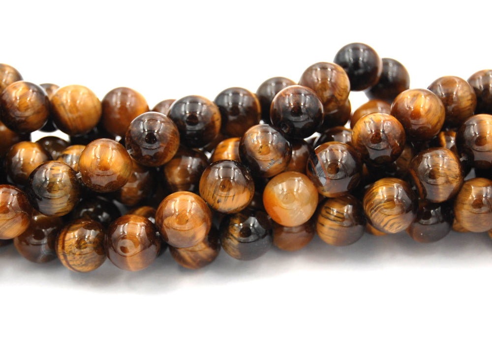 Natural Tiger Eye Tiger&#39;s Eye Tigereye Smooth Round Beads, A grade Full Strand 4mm 6mm 8mm 10mm 12mm - Wholesale Pricing- Full Strand