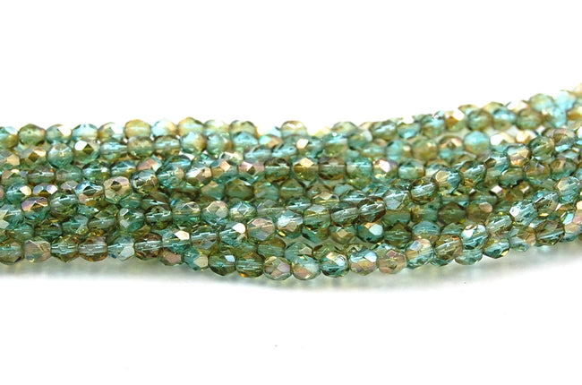 4mm Blue Aquamarine Celsian Crystal Czech Glass Faceted Bead  -50 czech beads Main Image