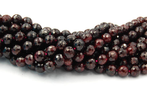 Garnet Beads, 6mm (A grade) faceted round beads  -15 inch strand