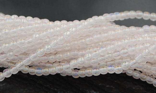 Rosaline Pink Luster 4mm round czech beads  - 100 Czech Beads Hover Image