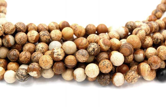 Picture Jasper 4mm, 6mm, 8mm, 10mm, 12mm Round Beads -15.5 inch strand Main Image