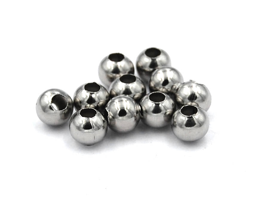 304 Stainless Steel Round Beads, 6mm -50pc