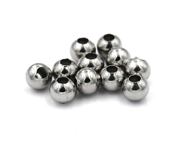 304 Stainless Steel Round Beads, 6mm -50pc Hover Image